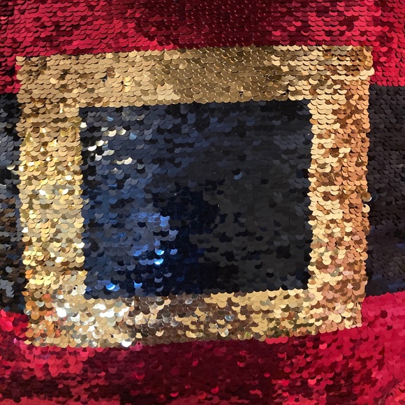 Red/Black/Green Reversible Sequins Pillow - Picture 2 of 9